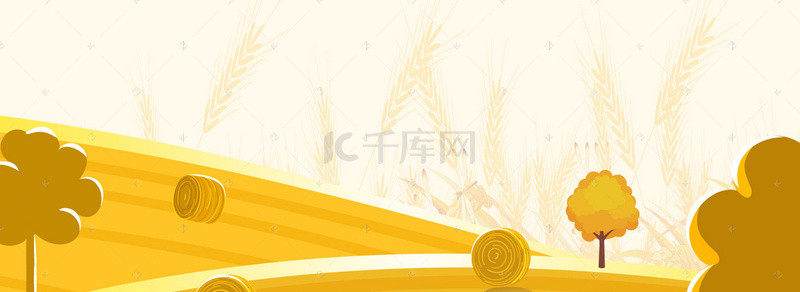 金色麦子背景图片_芒种金色麦堆丰收banner