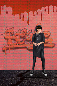 美式嘻哈风格海报背景图片_嘻哈街头文化红色墙面广告背景