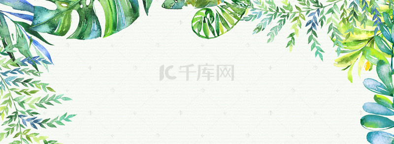 绿色植物banner海报背景