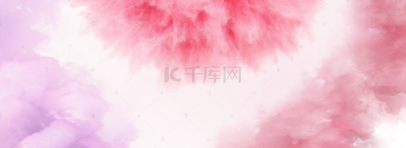 小清新粉紫色爆炸烟雾Banner背景