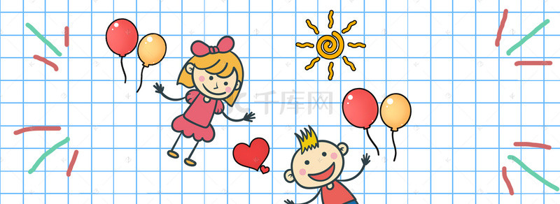 气球火箭背景图片_彩绘儿童插画矢量图