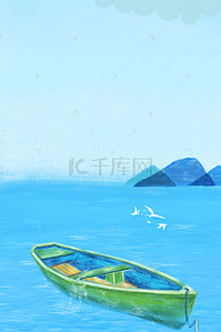 创意手绘风景背景图片_蓝色简约手绘大海背景