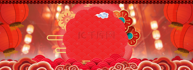 新年喜庆红色花朵海报背景图片_春节红色喜庆电商海报背景