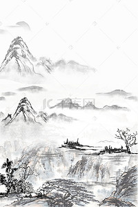 中式水墨风背景图片_中国风山水意境装饰画