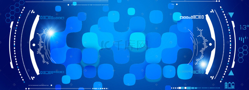 商务点背景图片_蓝色科技方块商务背景