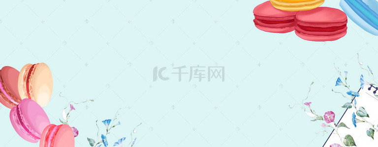 全屏背景小清新背景图片_小清新甜品蓝色背景banner