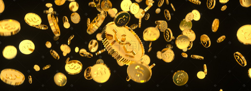 金属钱币背景图片_三维金币钱币金属币