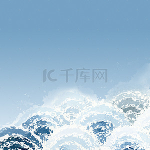 平面图图背景图片_蓝色海浪平面手绘背景图