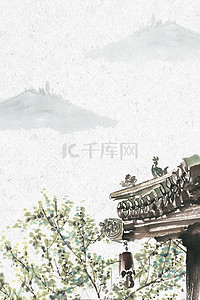 中国工笔画素材背景图片_复古水墨中国风工笔画海报
