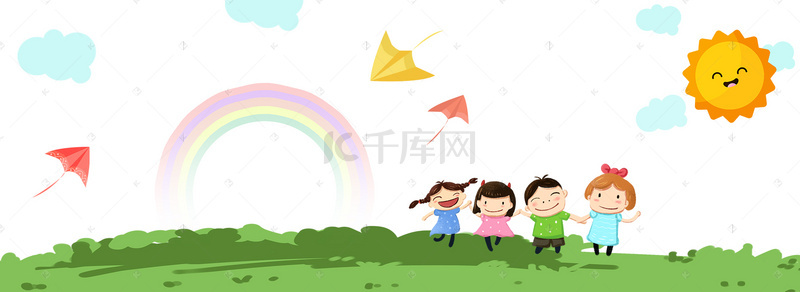 清新彩虹背景图片_卡通清新母婴大促banner