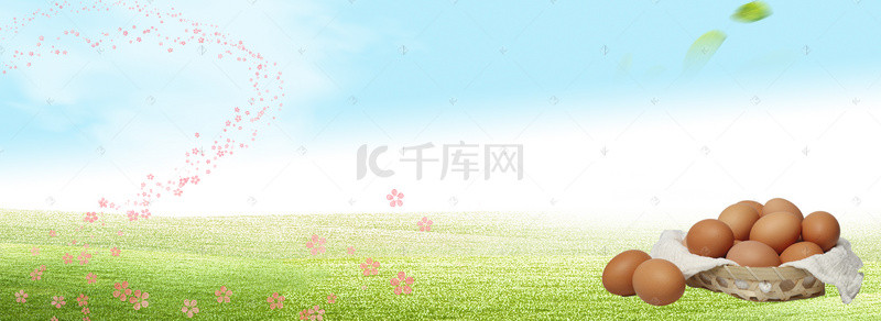 鸡蛋背景图片_小清新农产品土鸡蛋蓝天背景banner