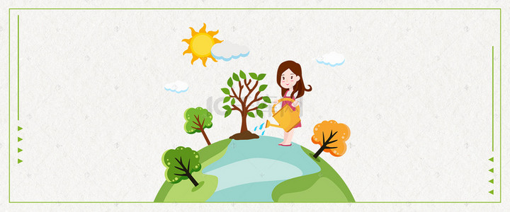 环保绿色能源背景图片_保护环境手绘扁平几何绿色banner