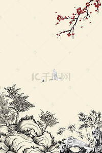 高清装饰画背景图片_中国风山水意境装饰画