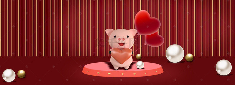 灰色龙猫公仔背景图片_3D立体中国风大红色喜庆背景海报