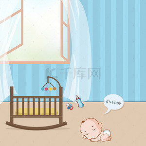 元旦背景背景图片_卡通手绘简约婴儿房温馨背景素材