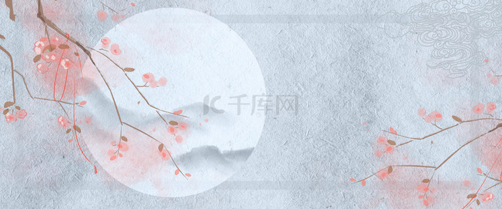 花鸟国风背景图片_工笔画花卉简约中国风传统海报