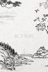 大气复古背景图片_大气中国风山水图水墨画背景