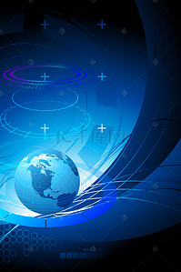 互联网商务金融背景图片_蓝色地球科技平面广告