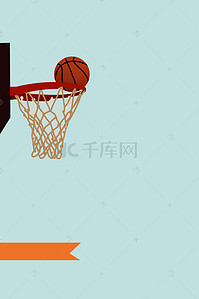 手绘篮球海报背景图片_扁平手绘卡通篮球球赛激情球框背景素材