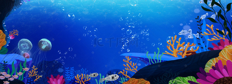 梦幻，海底背景图片_梦幻海底水母商用模板