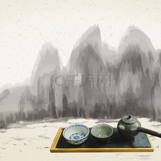 中国复古背景图片_中国风茶道茶文化茶具