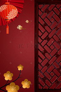 千川木门logo背景图片_中国风红色古风木门广告背景