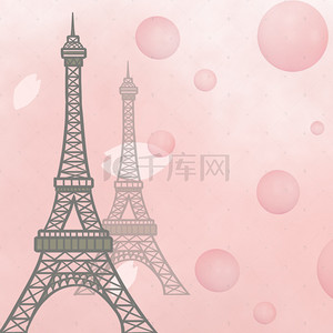埃菲尔铁塔剪纸背景图片_卡通手绘巴黎埃菲尔铁塔旅游背景素材