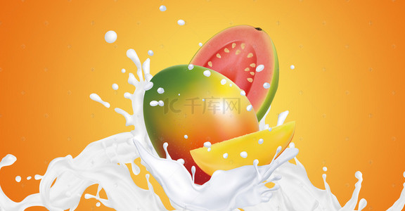 水果促销素材背景图片_创意木瓜季节水果促销海报背景