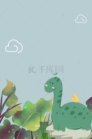 原始森林背景图片_矢量卡通原始恐龙热带风景背景素材