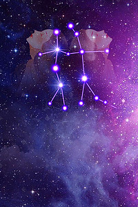 双子座星图背景图片_创意唯美星空十二星座双子座背景合成