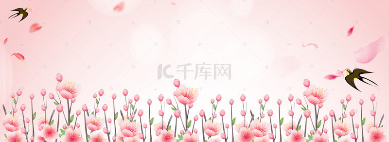 粉色唯美花瓣背景背景图片_唯美简约桃花节春季上新商业背景