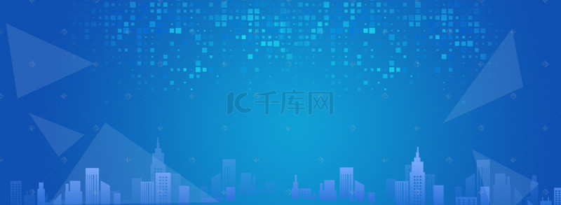 封面蓝色科技背景图片_蓝色科技感城市建筑banner