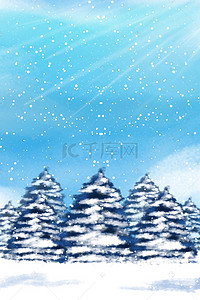 简约卡通大雪雪景风景背景