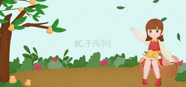 惊蛰节气文艺卡通绿色banner