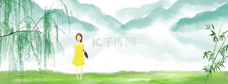 风景背景图片_清新水墨banner