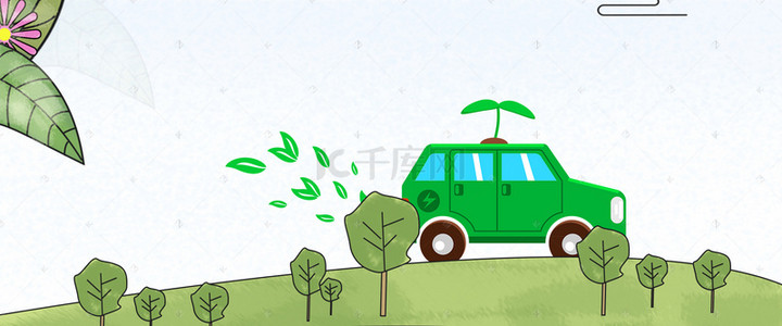 绿色低碳环保科技背景图片_低碳新生活卡通手绘蓝色banner
