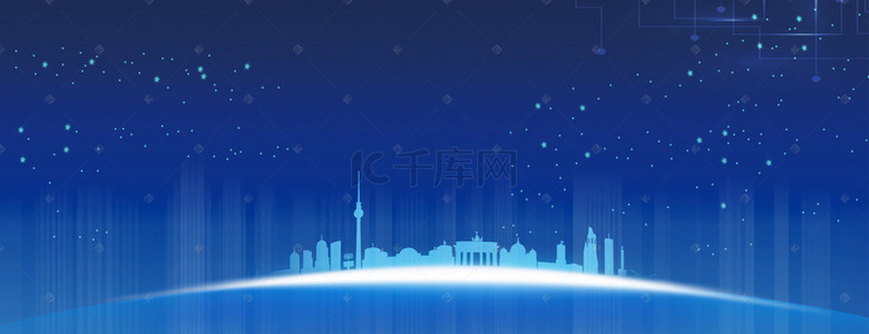 简约商务科技城市蓝色banner