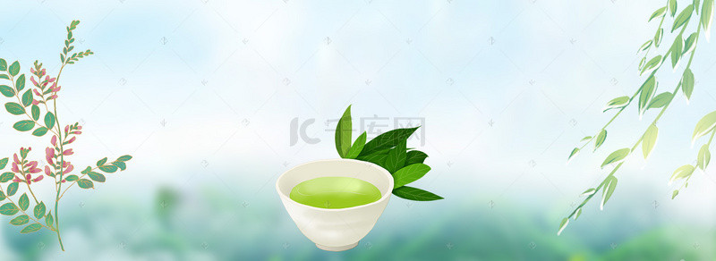 茶树背景图片_小清新茶文化背景banner
