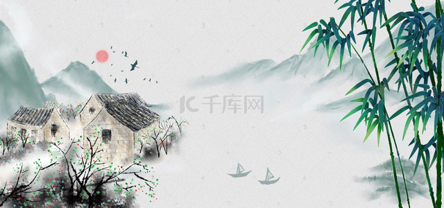 电商古典海报背景图片_手绘中国风展板背景图