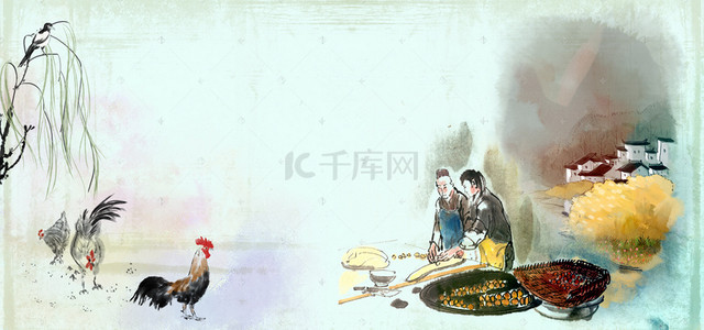 鸡年海报背景装饰背景图片_乡村生活柴火饭背景
