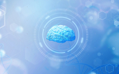 蓝色大脑科技背景图片_创意合成科技大脑背景