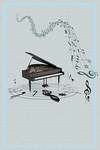 矢量音乐背景素材背景图片_矢量质感水墨钢琴培训招生背景素材