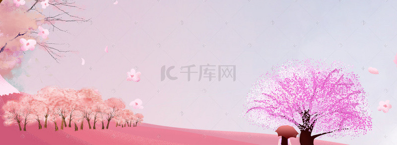 简约唯美插画海报背景图片_简约唯美樱花海报