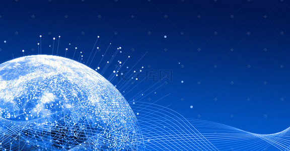 蓝色科技线条地球背景图片_商务蓝色大气发光地球科技感背景
