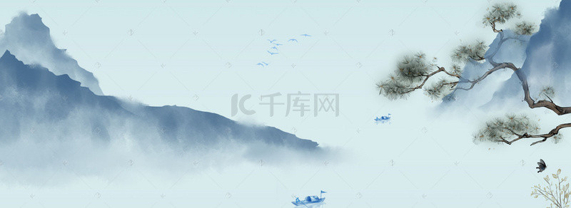 中国风水墨山水背景banner