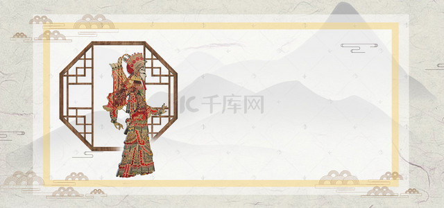 中国习俗背景图片_中国非遗文化皮影banner