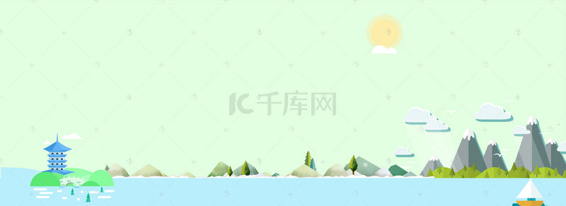 绿色夏季远山度假背景