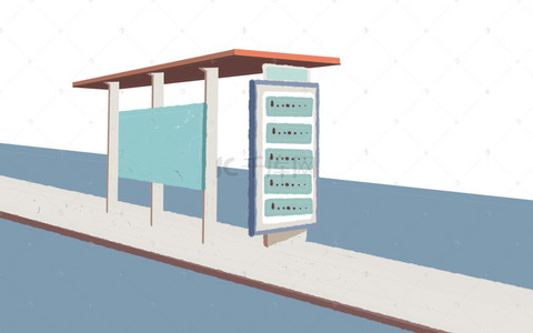 公交车站设计图片手绘图片