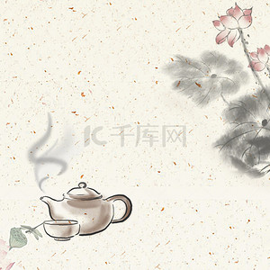 电商茶叶背景图片_淡雅中国风茶叶茶具PSD分层主图背景素材