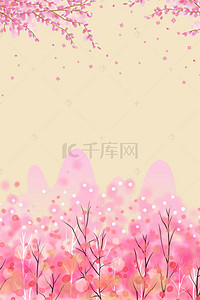 桃花季桃花树背景